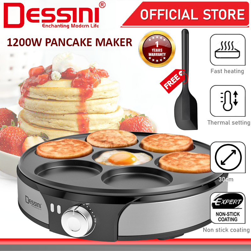 DESSINI ITALY 7 Holes Electric Pancake Breakfast Maker Burger Toaster Barbecue BBQ Grill Non-Stick Baking Pan Egg Cooker