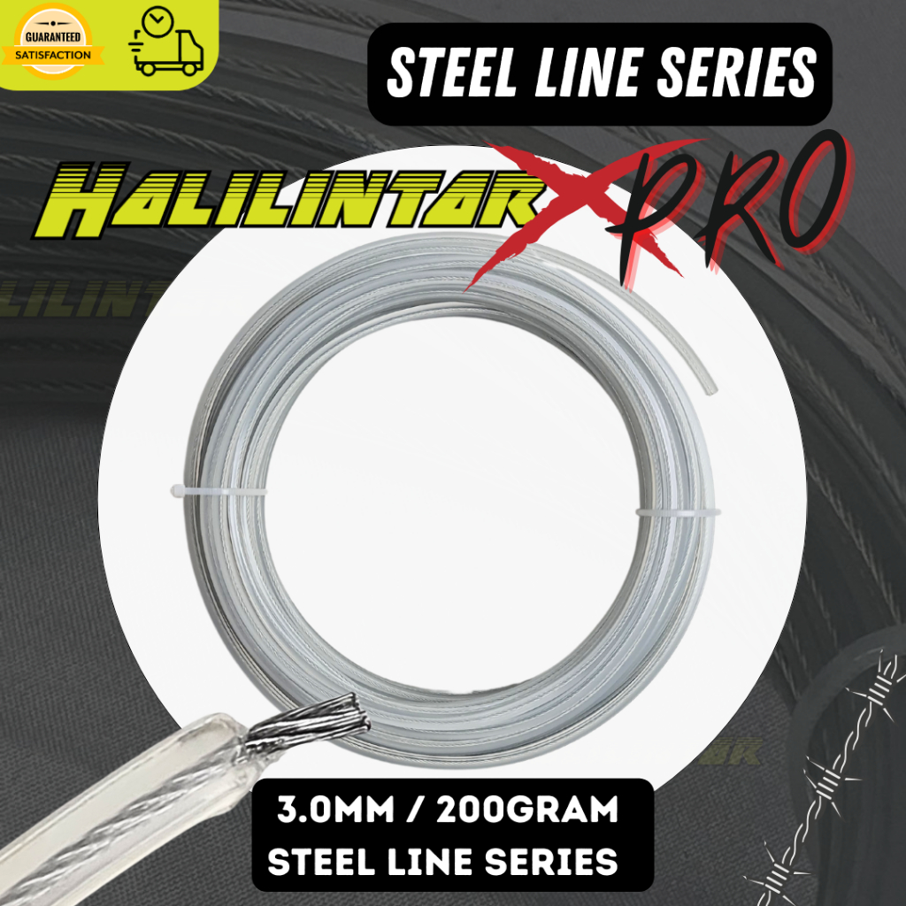 HALILINTAR 200g Steel Trimmer Line 3.0mm / Tali Mesin Potong Rumput Besi Steel Wire Line Heavy Duty