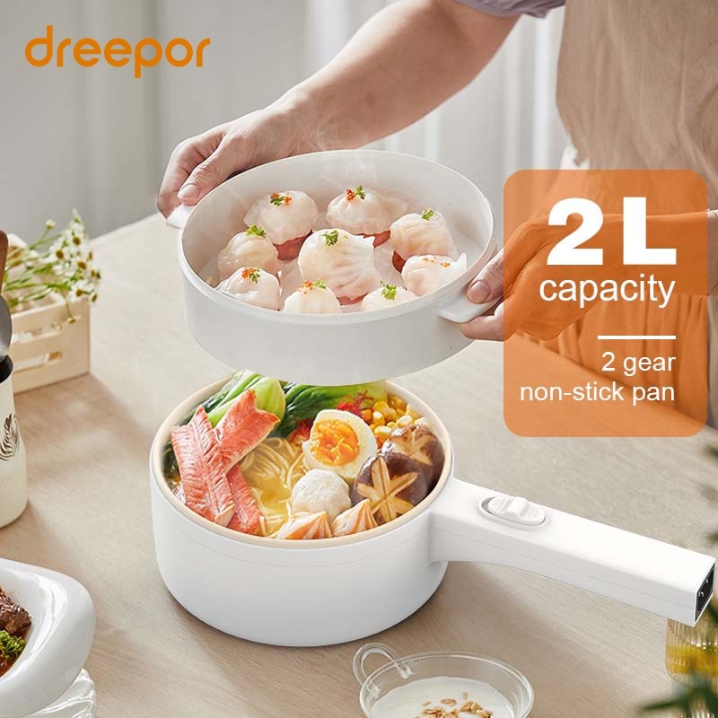 2.0L Multifunctional Cooker Electric Rice Cooker Hot Pot With Steam Tray Non Stick Ceramic Frying Pan Kitchen