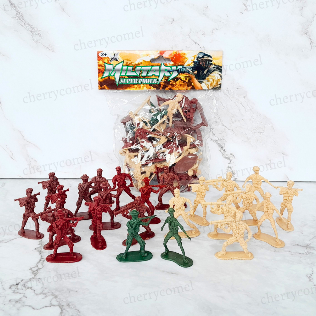 25+- pcs Toy Soldiers Figurines Army Men Askar Mainan Perang War Toys Military Soldier