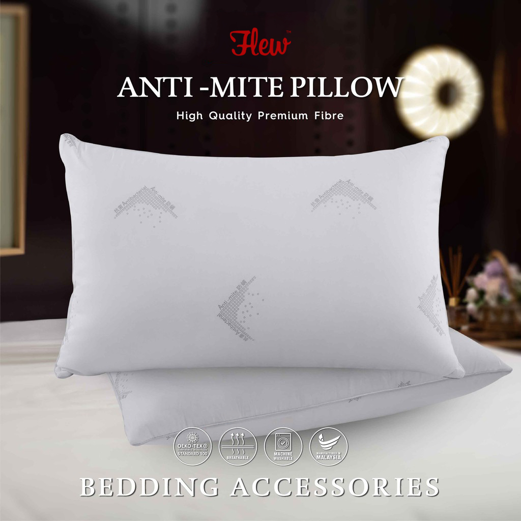 Flew Anti Dust Mite Pillow 100% Microfibre (18" x 28" x 1.2 kg)