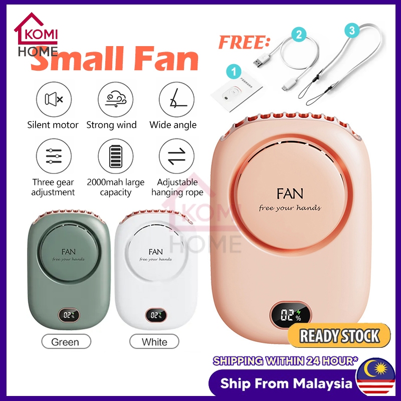 风扇 Mini USB Halter Small Fan Bladeless Kipas Portable With LED Display Neck Hanging Kipas Leher