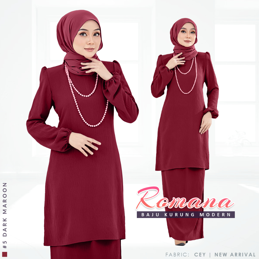 * New Arrival * Romana Baju Kurung Modern CEY Plain by Modest Glam Fashion