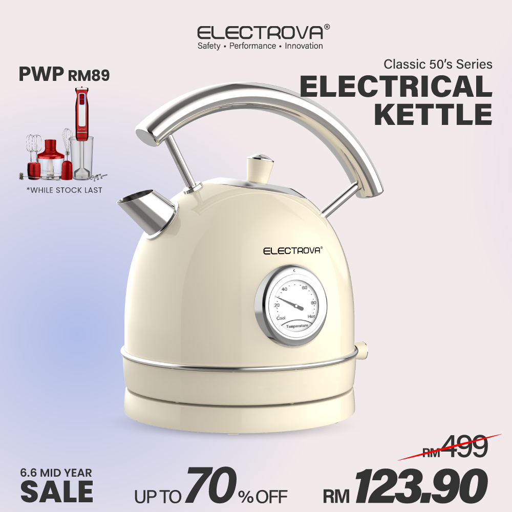 Electrova Classic 50's Series Stainless Steel Electric Kettle (1.8L)