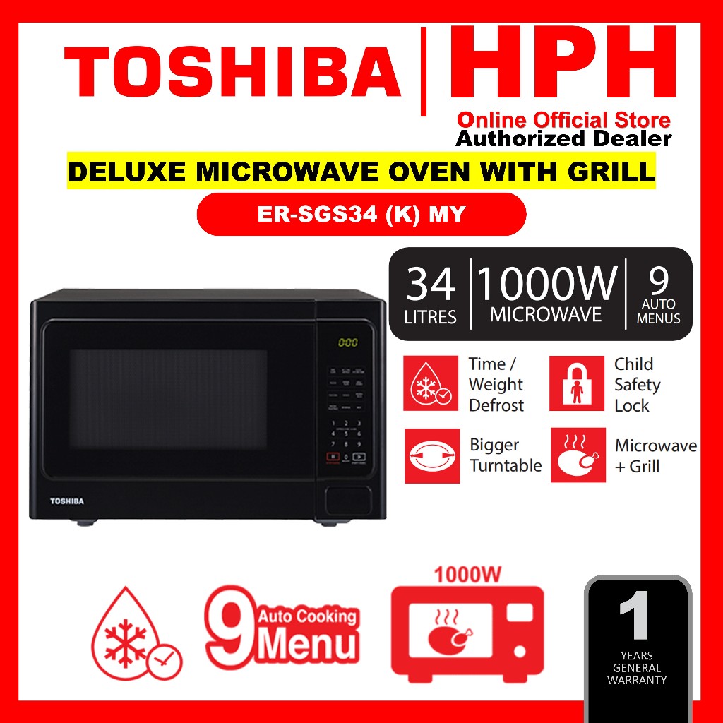 TOSHIBA 34L Microwave Oven With GRILL (Popcorn, Potato, Pizza, Meat) ER-SGS34(K)MY 微波炉