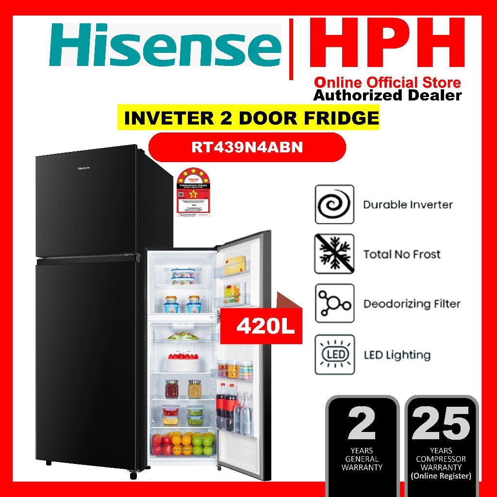 Hisense 200L -420L 2 Door Inverter Fridge Refrigerator RT208N4ASN RT218N4ABN RT220N4ABN RT286N4ABN RT328N4ABN RT439N4ABN