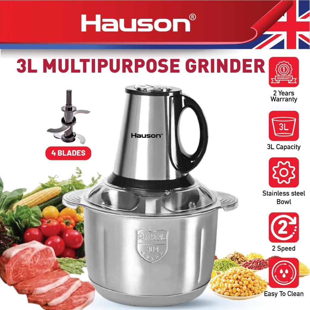 Hauson 3Liter Multipurpose Grinder Electric Meat Grinder Chopper Garlic Grinder Meat Cutter Household Machine Mixer Food