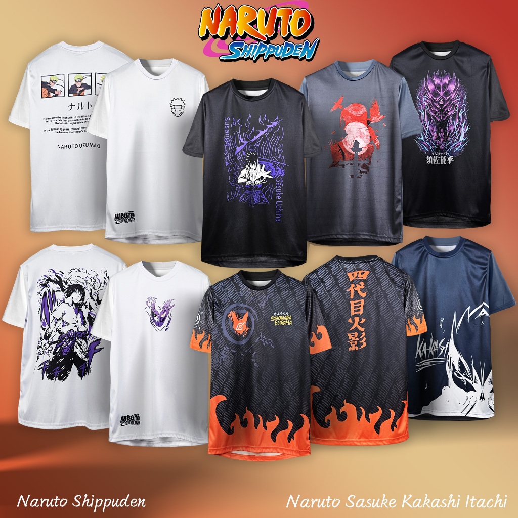 Naruto shippuden Sasuke Jersey Hokage Tshirt NARUTO UZUMAKI Manga Anime T-Shirt short Sleeve