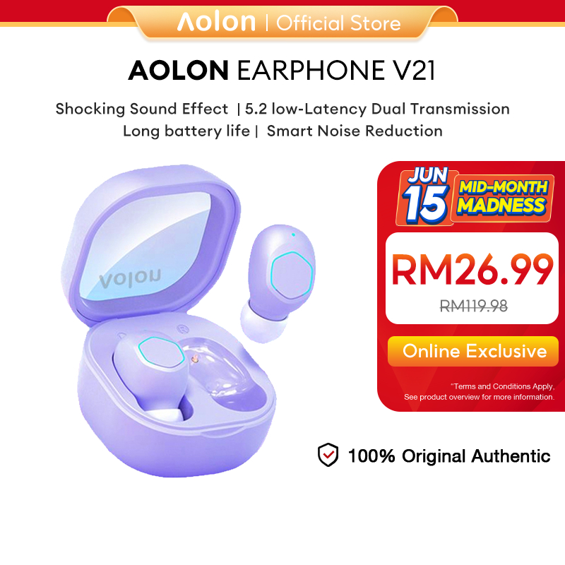 Aolon V21 TWS Bluetooth Earphone Sport Wireless Headphone With Mic BT 5.2 HiFi Stereo Earbuds Muisc Headset Baseus WM02