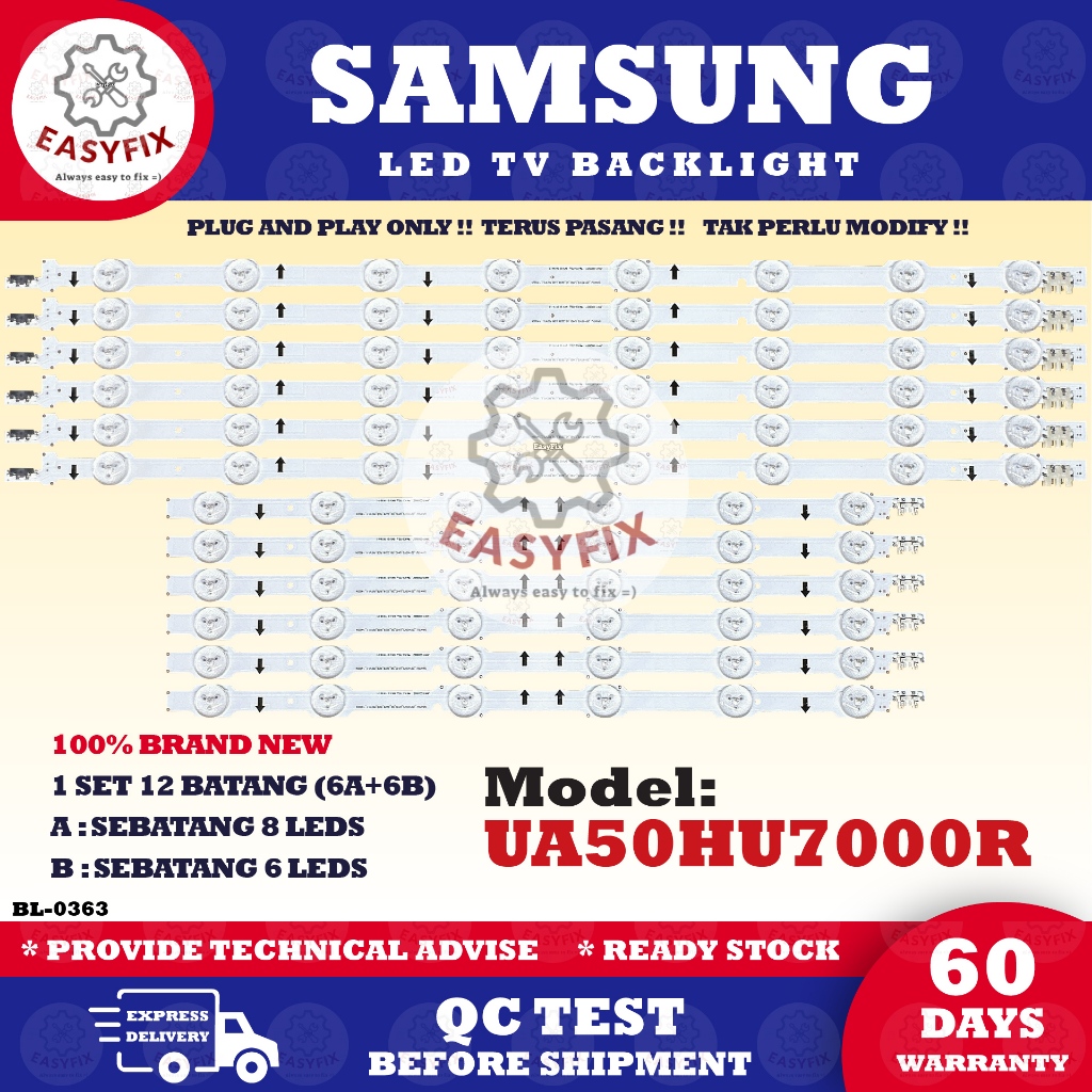 UA50HU7000R SAMSUNG 50 INCH LED TV BACKLIGHT (LAMPU TV) UA50HU7000 50HU7000R 50HU7000