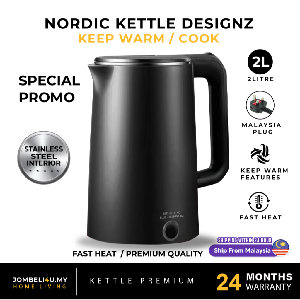 Stainless Steel 304 2L Electric Kettle Ketel Teko Jug Cerek Elektrik Tea Maker Hot Water Pemanas air panas