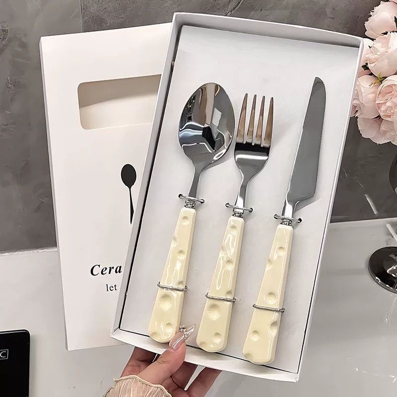 Stainless Steel Steak Dinner Plate Cutlery Set Western Food Tableware Full Set Cheese