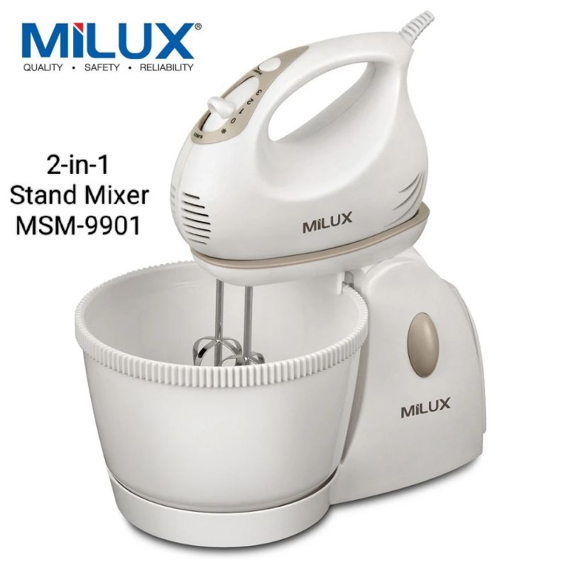 Milux 2-in-1 Stand Mixer MSM-9901 | 200W | 3-Speed Control | Detachable As Hand Mixer (Clearance)