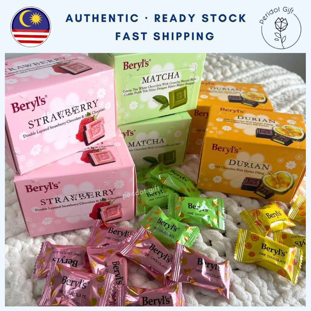 Beryl's Chocolate Box 60g Pillow Wrap - Strawberry Matcha Green Tea Snow Flower Durian Coklat HALAL