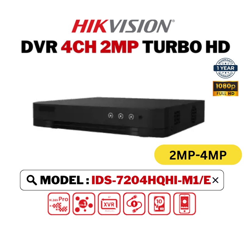 HIKVISION CCTV DVR 4CH Digital Video Decorder Turbo HD 4 Channel 2MP-4MP DVR iDS-7204HQHI-M1/E