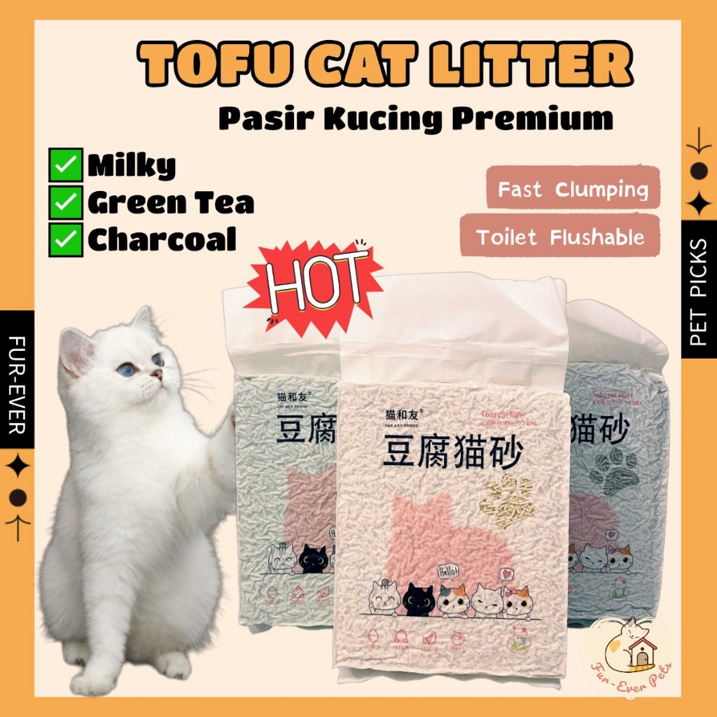 FurEver 6L 1.8kg Premium Super Clumping Cat Litter Tofu Cat Litter Pasir Kucing Wangi 豆腐猫砂