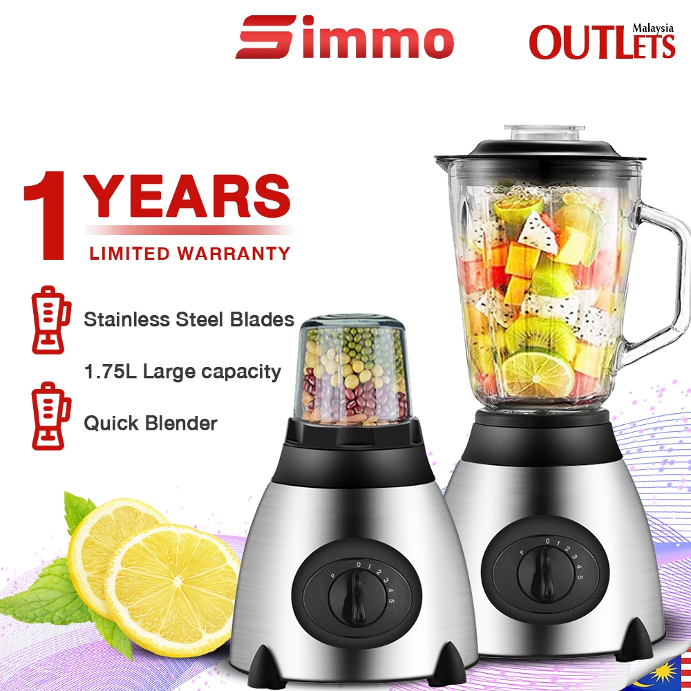 Simmo Blender 1.75L Multi-functional Juice Blender 304 Stainless Steel Blades Blender Heavy Duty Food Processor