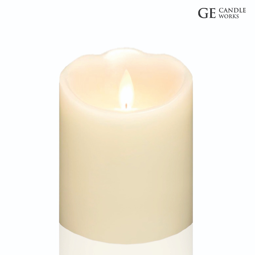 GE Candle Works Flickering LED Flameless Real Wax Candles *10cm Height x 7.5cm Diameter*