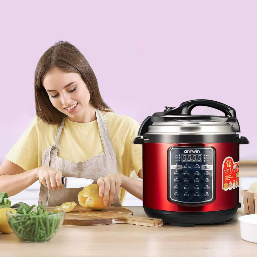 【ANYWIN】 Pressure Cooker Rice Cooker Periuk Tekanan 6 Litre Metalic Pink New Design