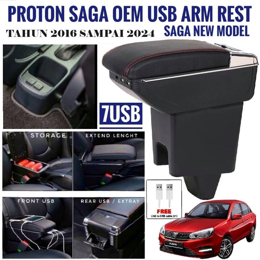 Car Armrest USB Saga VVT Arm Rest Console Box Seat Organizer Storage Cup Holder Car Accessories