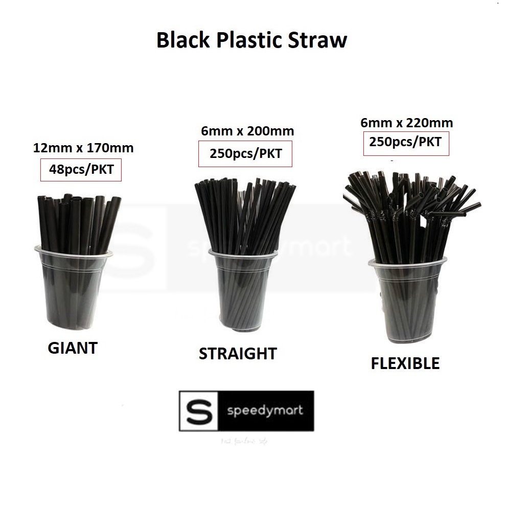 Plastic Straw / Flexible & Giant & Straight Straw / BLACK Plastic Straw / Boba Milk Tea Straw