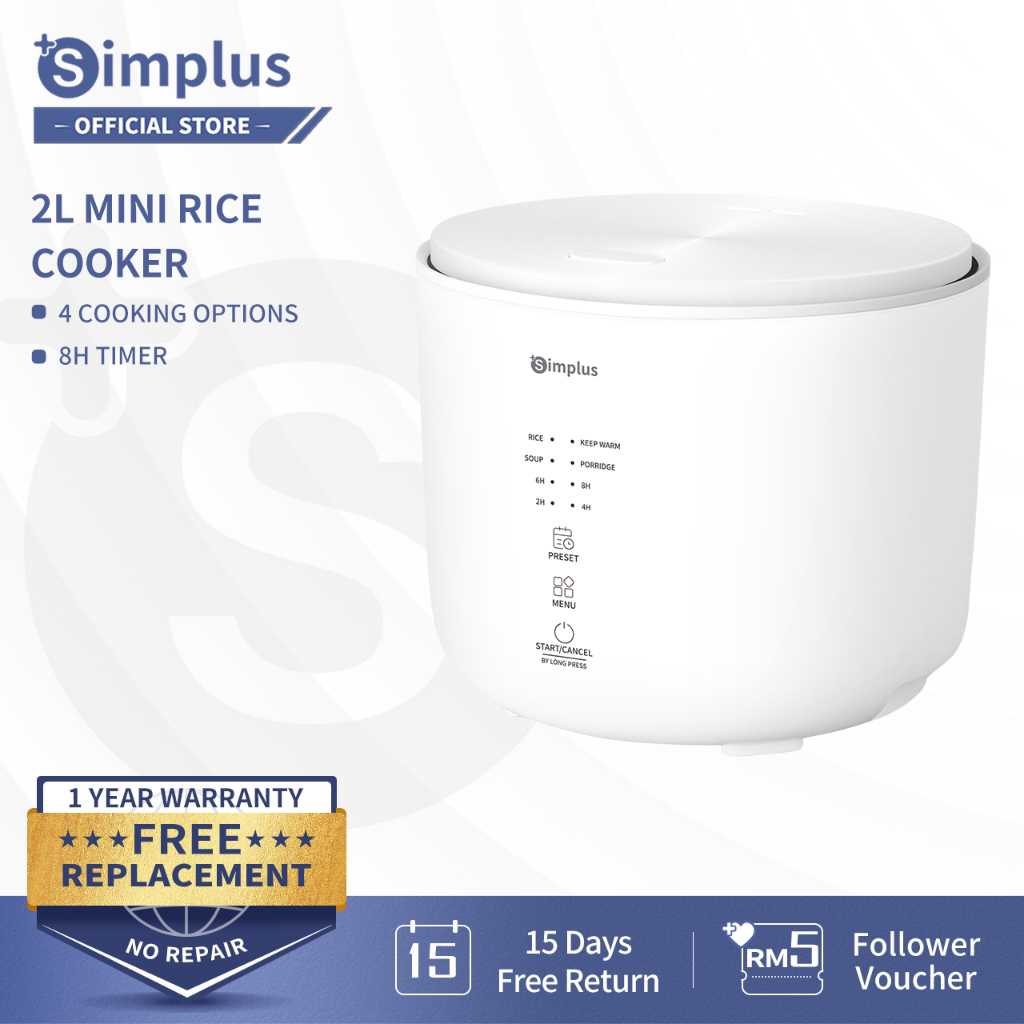 【 New Launch 】Simplus 2L Mini Rice Cooker Smart Home Mini Rice Cooker for 2-4 People 24H Keep Warm 4 Cooking Programs