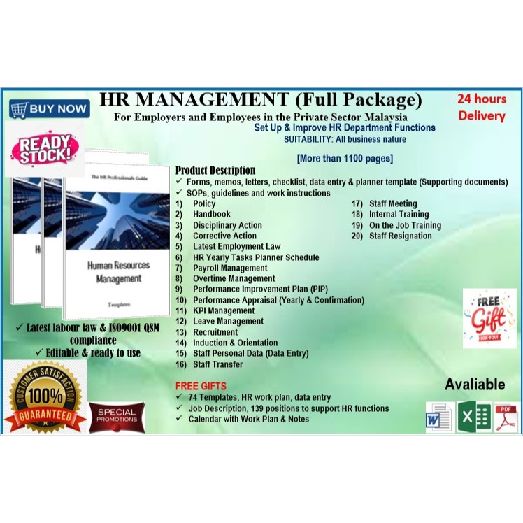 Promotion+1100 HR Management [Kukuhkan Fungsi HR] FULL PACKAGE 3 GIFTS Mematuhi Akta Kerja [TERKINI] & ISO9001