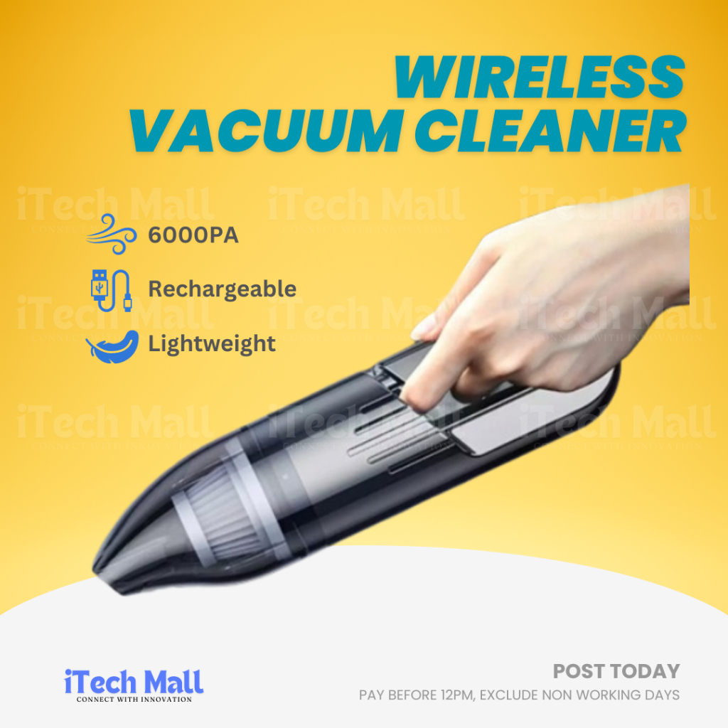 6000PA Wireless Vacuum Cleaner USB Car Vakum Kereta Cordless Portable Handheld 120W High Power