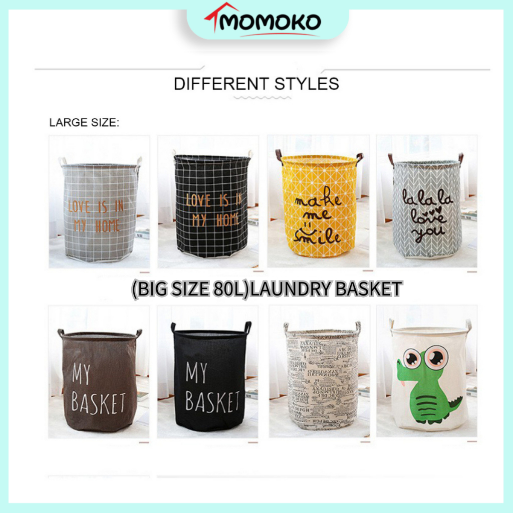 Big Size 80L Laundry Basket Laundry Bag Toy Storage Bag With Handle & Foladble Dobi Baju Dobi Bakul Laundry Dobi Basket