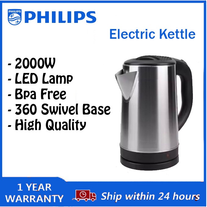 PHILIPS Stainless Steel Kettle 2.3L 2000W Auto Shut-Off Electric Kettle Jug Hot Water Boiler