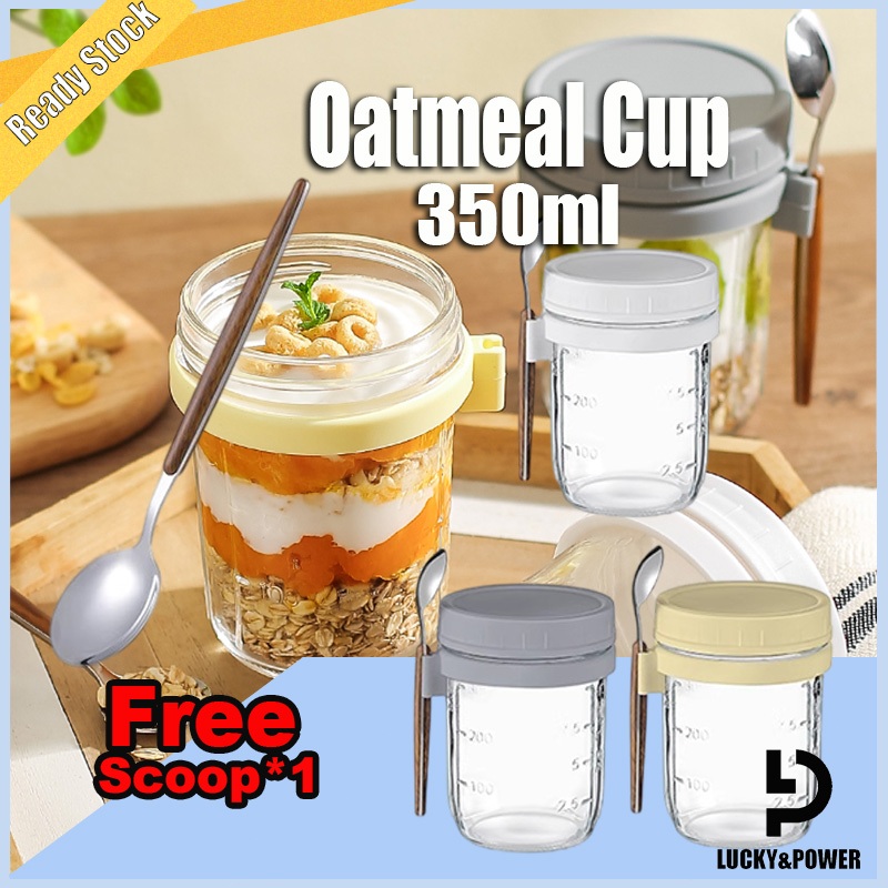 Oatmeal Cup Glass Breakfast Cup Free Spoon Sealed Cup Yogurt Cereal Cup Gradient Cup portable salad cup
