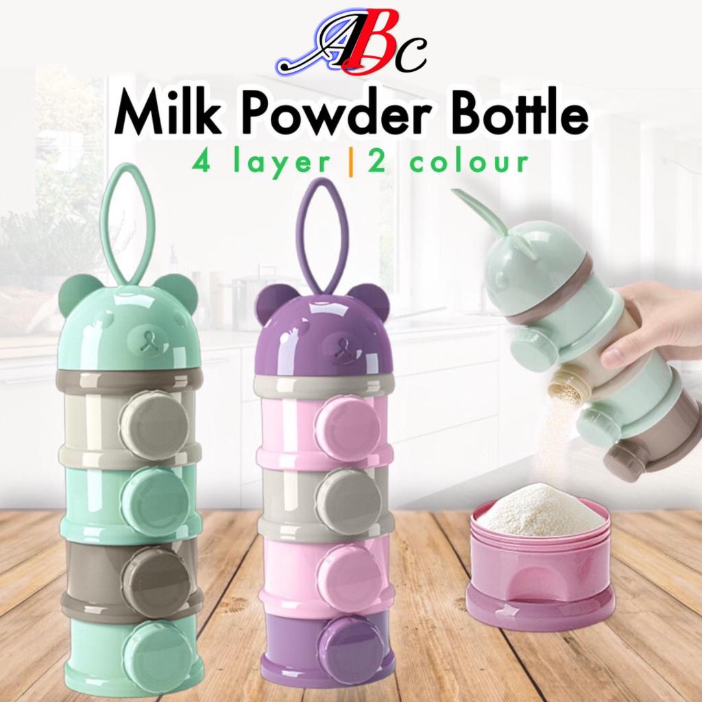 Baby Feeding 4 Layers Milk Powder Dispenser Bottle Side Open Storage Container Cute Cartoon Design Food Dispenser