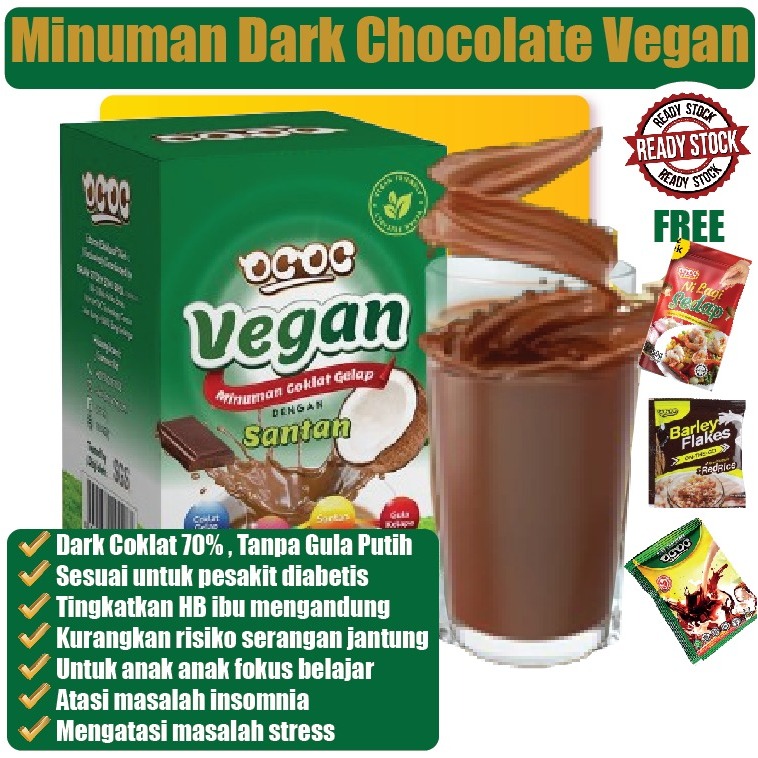 OCOC Minuman Dark Chocolate Drink Vegan Sugar free dengan gingko biloba Dr rizal