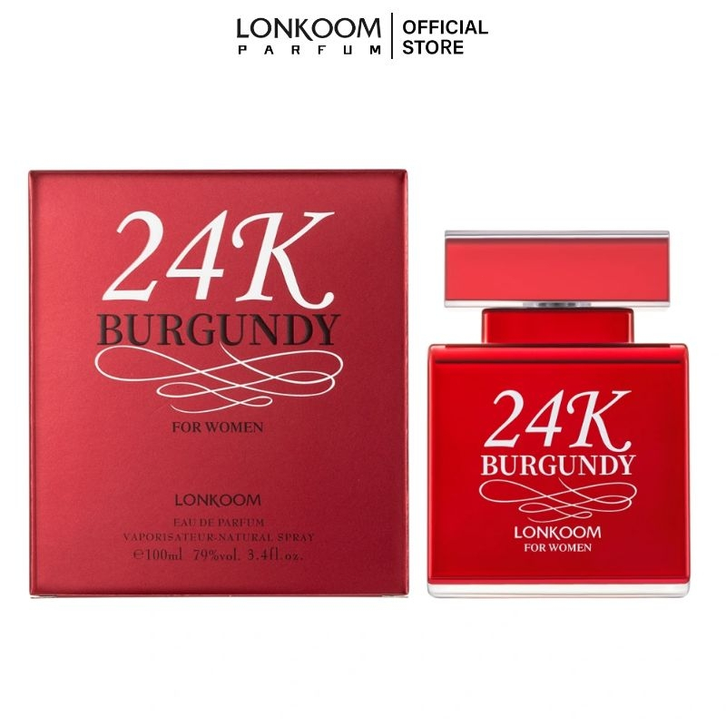 [Raya Exclusive]LONKOOM Perfume EDP 24K BURGUNDY/NUDE ROSE Longlasting Oriental Floral (100ml)