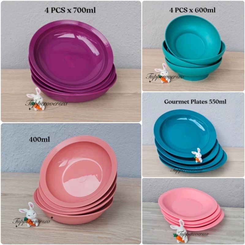 Tupperware Gourmet Plate / Plate O Bowl / Treat Plate (4) - 400ml / 600ml / 550ml / 700ml