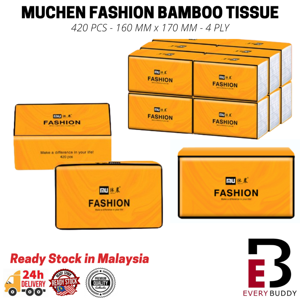 Muchen Fashion Bamboo Tissue 420pcs Orange Tissue Paper Soft Tissue Facial Tissue Baby Hand Tissue P