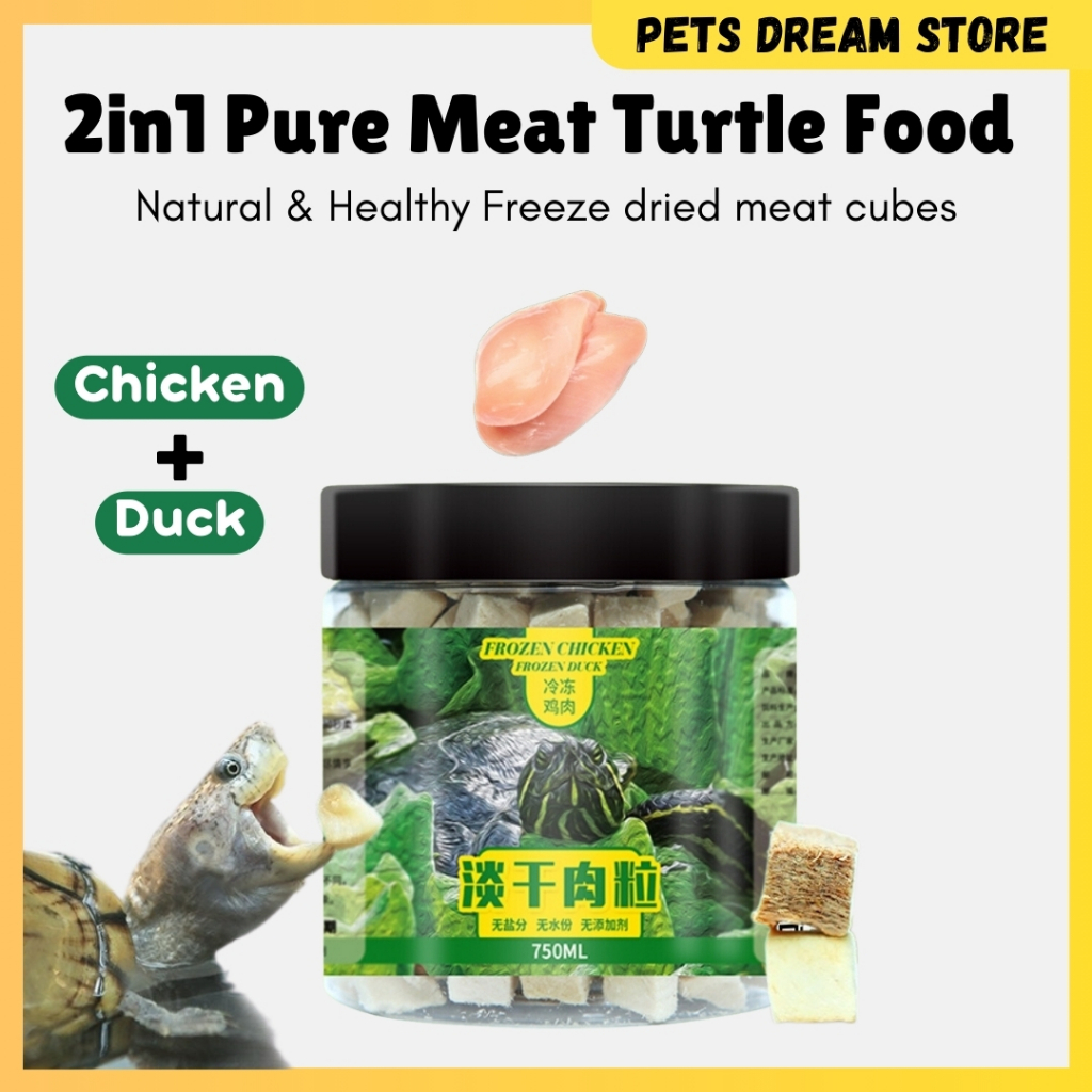 Turtle Food Pure Meat 2in1 Chicken Duck cube Turtle Feed Freeze Dried meat turtle snack res turtle food makanan kura