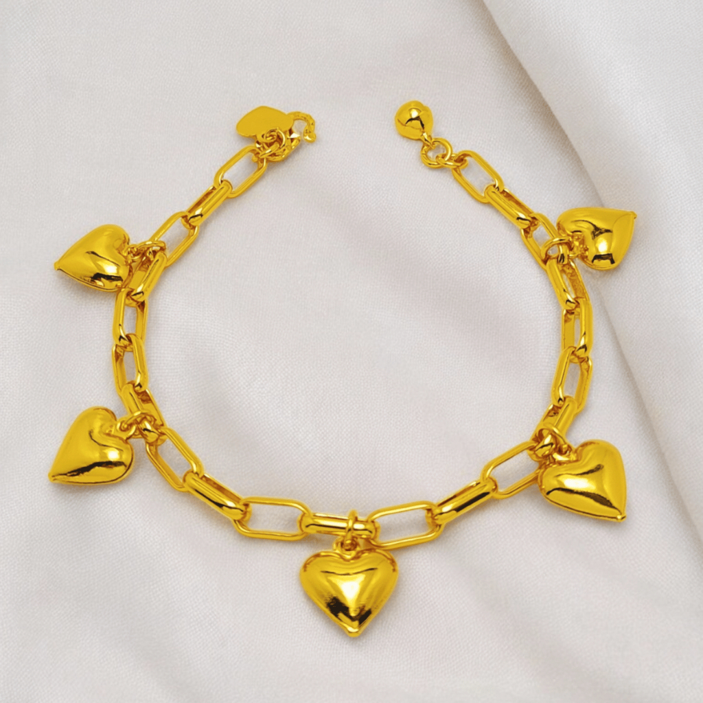 Bracelet Rantai Tangan Perempuan Gantung Loket Love Bracelet Women Love Pendant Gold Plated