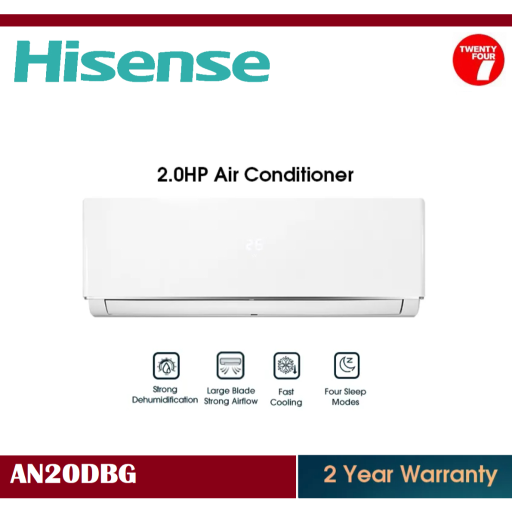 [ Delivered by Seller ] HISENSE 2.0HP Standard Non-Inverter Air Conditioner / Aircond / Air Cond R32 空调 (2.0HP) AN20DBG