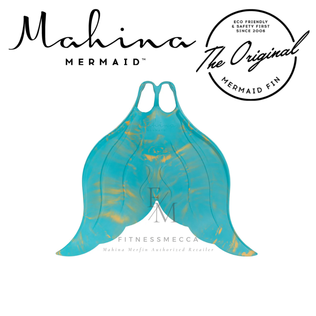 Mahina WOMENS MER'FINS - TURQOISE LAGOON Mermaid Fins Swim Diving Tail (Professional Freediving Natural Rubber Monofin)