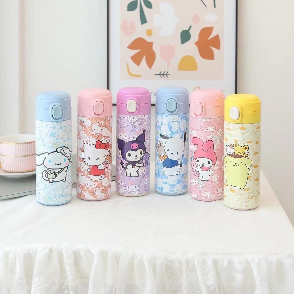 420ml Sanrio Thermos Kitty Kuromi Melody Cinnamoroll Large Capacity Water Bottle 316 Stainless Steel