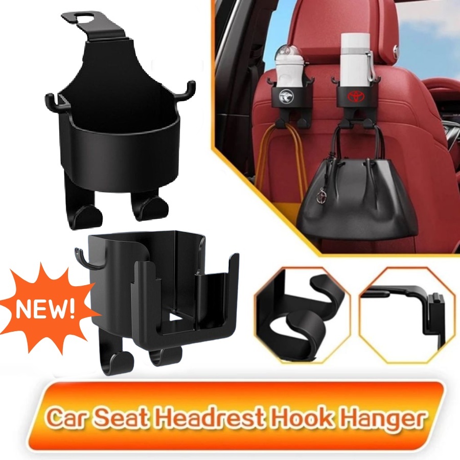 1PCS New Car Seat Headrest Hook Hanger Storage Organizer Universal with Cup Holder for Handbag Fit Universal Vehicle Car