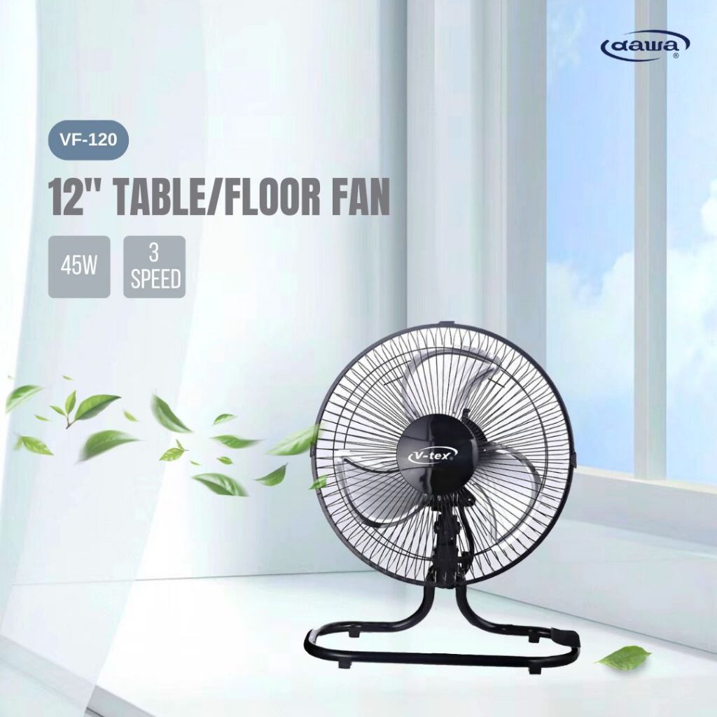 DAWA 12" Kiaps Besi Lantai angin Kuat Floor Fan 12 Inci Steel Blade Kipas Meja industry Fan Table Fan VF-120