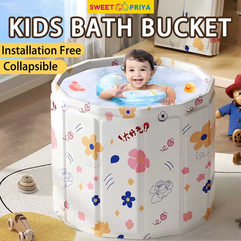 Foldable Baby Bath Bucket Household Child Swimming Pool No Need To Install Kids Shower Barrel Portable Newborn Bathtub