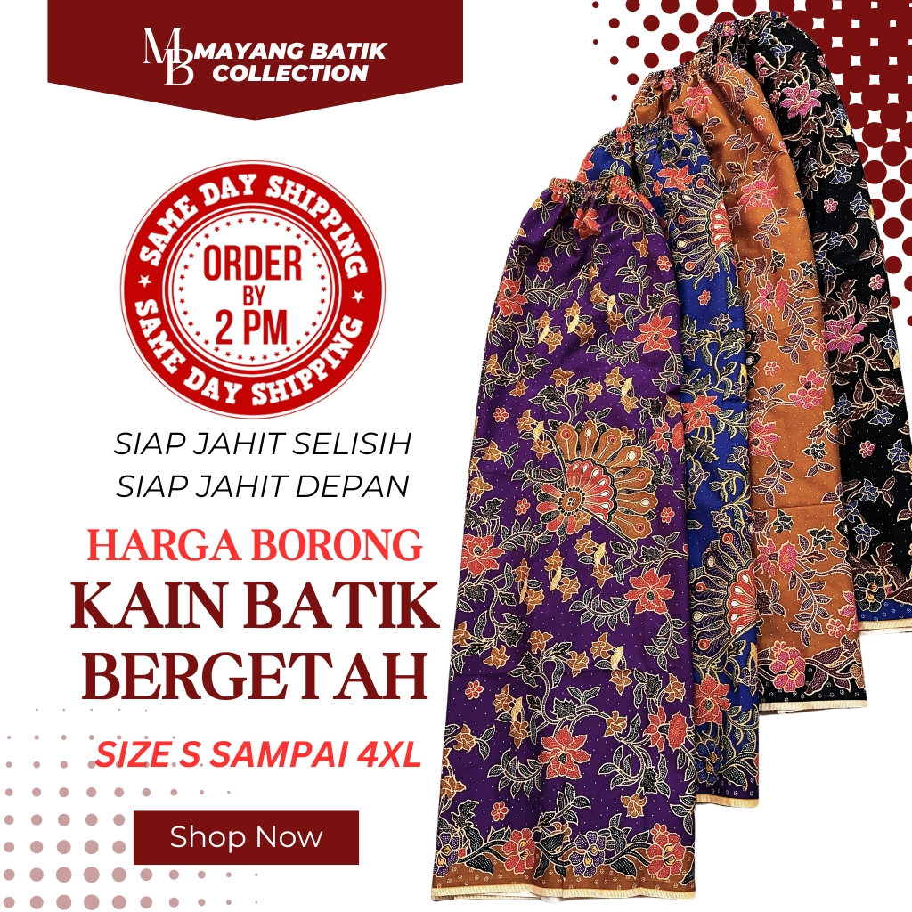 Kain Berpantang Bergetah / Kain Batik Instant / Confinement Sarong /Kain Batik Sarong Siap Getah Pinggang [1090 - 1093]