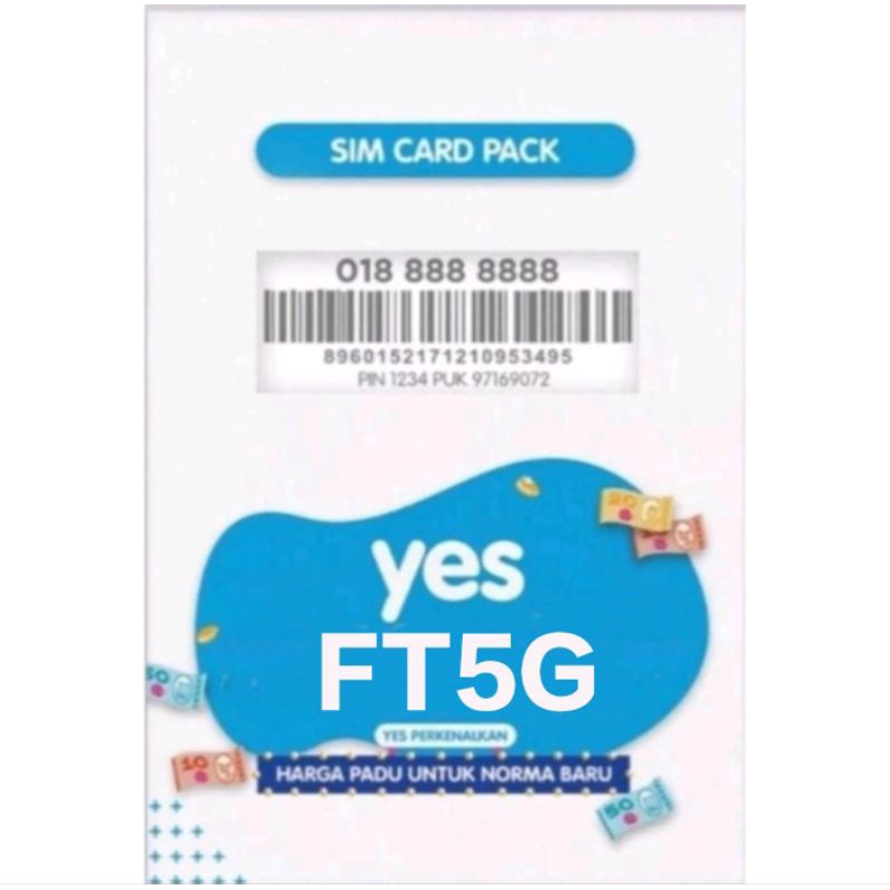 KAD SIM YA PRBAYAR YES SIM CARD PREPAID FT5G 4&5G ( RM5 FREE ) MNP KEKAL NUMBER LAMA, NUMBER BARU NEW NUMBER