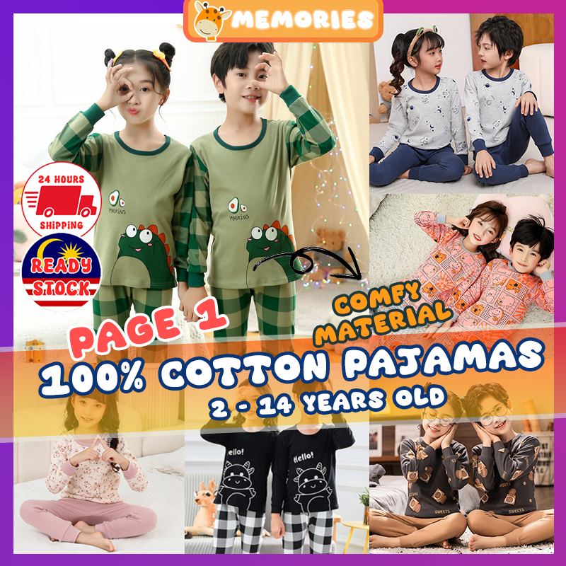 Kids Pajamas Children Sleepwear Baby Boy Girl Kid Nightwear Baju Tidur Budak Lelaki Pijamas Kanak Pyjamas Cotton 儿童睡衣