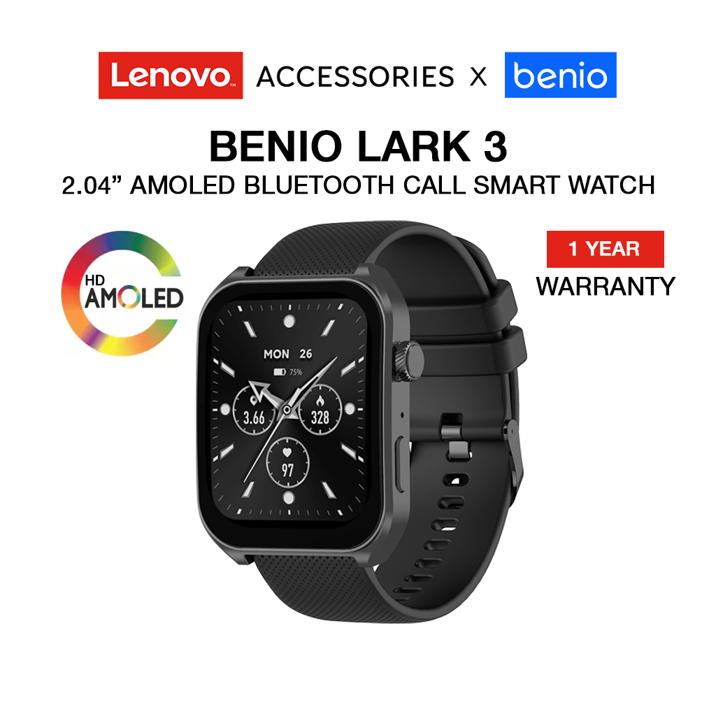 BENIO Lark 3 - 2.04" AMOLED Bluetooth 5.3 Call Smart Watch 100+ Sports Mode Upgraded Health Monitor