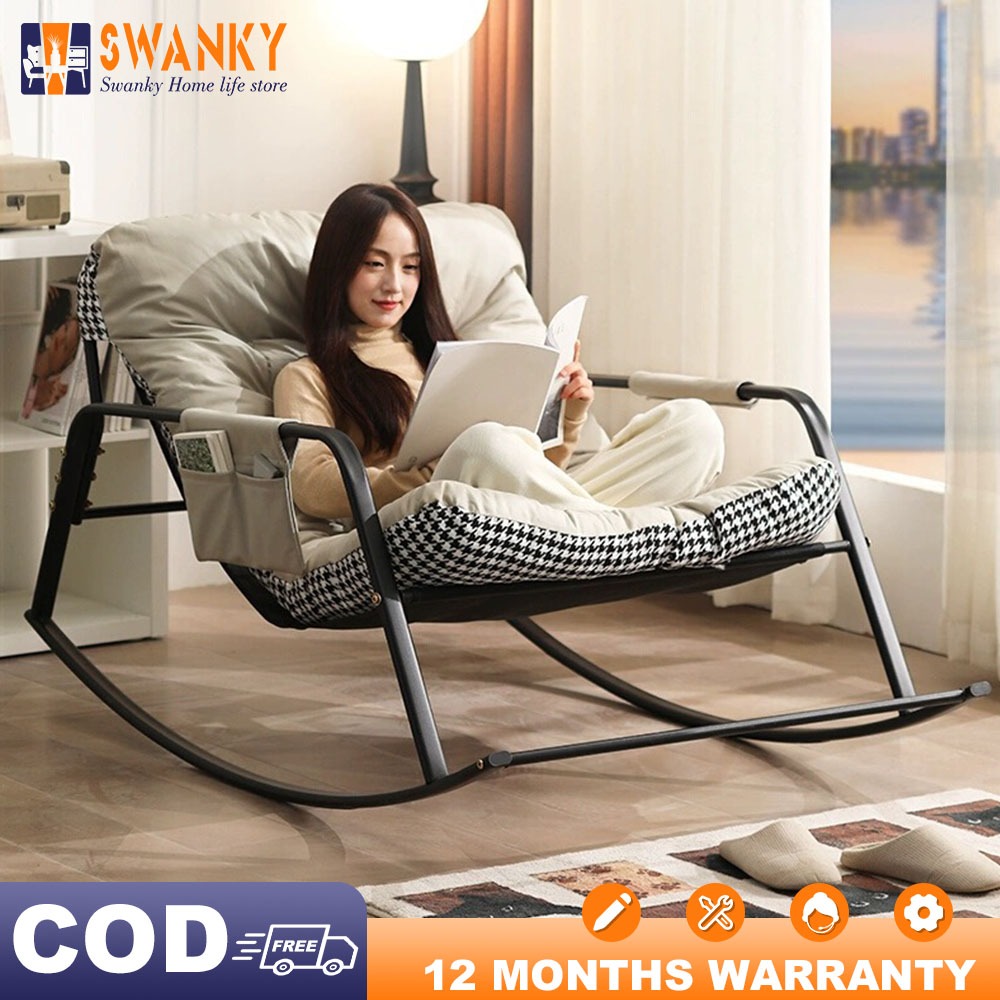 【Ready Stock】Large Lazy Chair Rocking Chair Lazy Sofa Kerusi Malas Armchair Bedroom Living Room Lounge Chair + Warranty