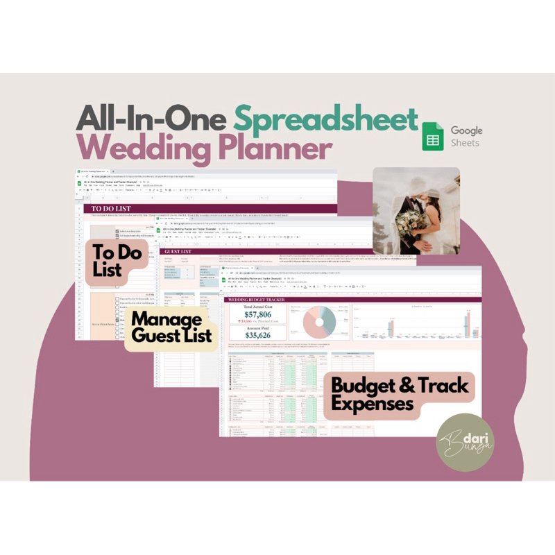 Wedding/Kahwin/Akad Nikah Google Sheets Excel Budget Itinerary Checklist Planner Template Spreadsheet